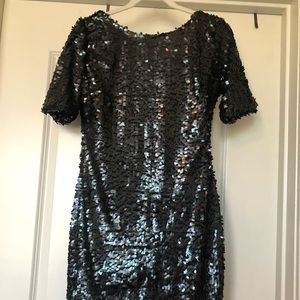 Ark & Co. Black Sequin Cocktail Dress,Short Sleeve